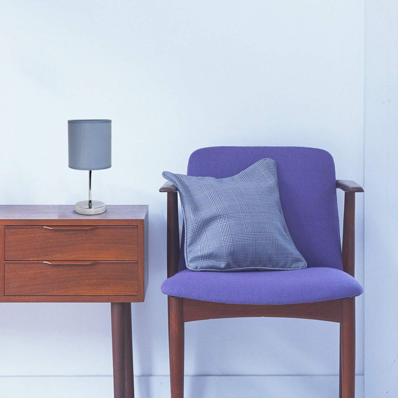  Mini lampe de table chromée avec abat-jour en tissu pour bureau de chevet et chambre à coucher, Mauve