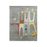 Mid Century Modern Hand Knotted Geometric Area Rug