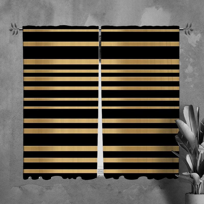 Rideaux de fenêtre horizontaux à motif de rideaux noirs 7737, L 40 po x L 82 po