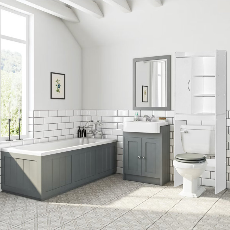 Rangement au-dessus de la toilette l 23,5 po x H 67 po x P 9,45 po Vallu, Blanc