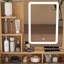 Coiffeuse avec miroir lumineux à DEL, prise de courant, support pour sèche-cheveux et tabouret - coiffeuse compacte pour petites chambres