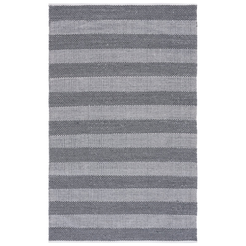 Tapis rayé kilim802 ivoire / noir, Rectangle de 5 pi x 8 pi