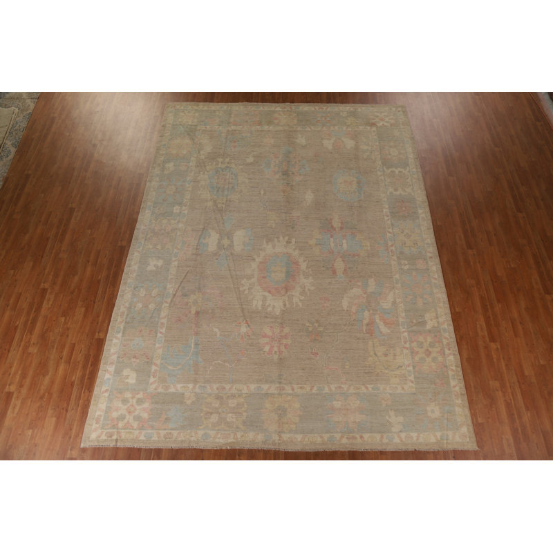 Tapis unique en laine noué à la main 10 pi 2 po x 13 pi 7 po nouvel âge Oushak