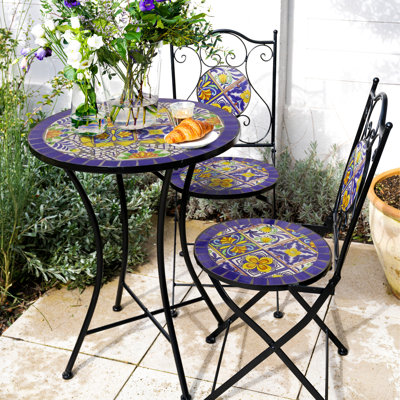 Andrejka Round Tile Patio Dining Set