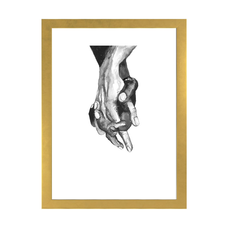 Mains - reproduction d'art, Papier encadré doré, H 24 po x l 16 po x P 1 po