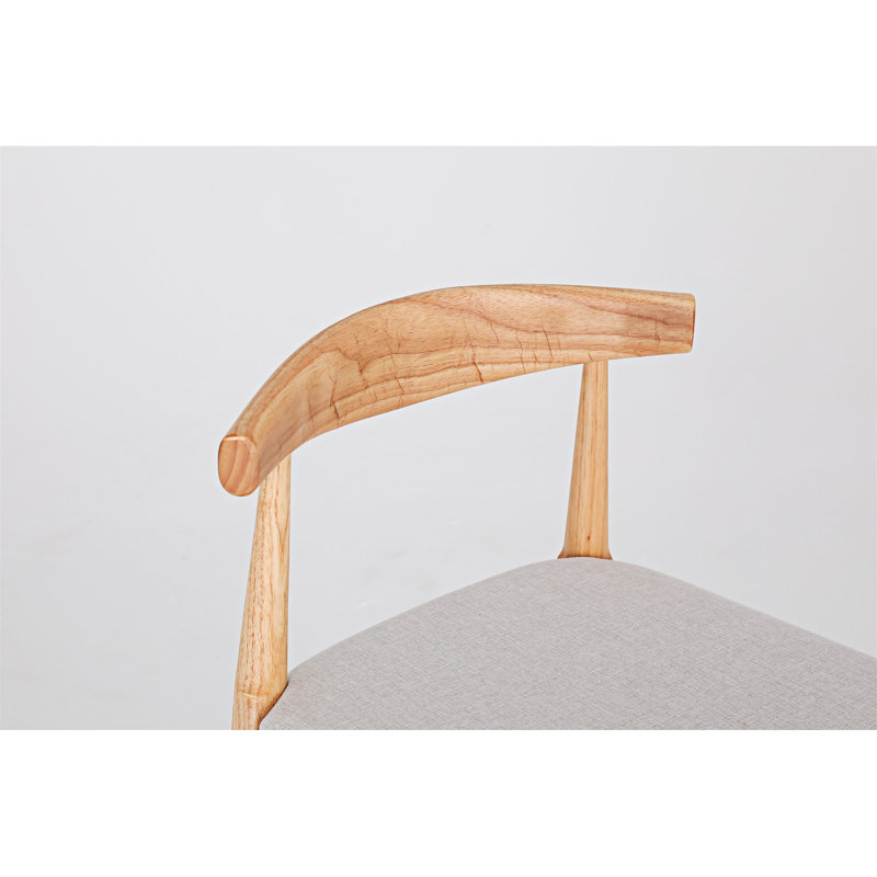 Ensemble de 2 tabourets de comptoir rembourrés, Bois naturel, Bois naturel