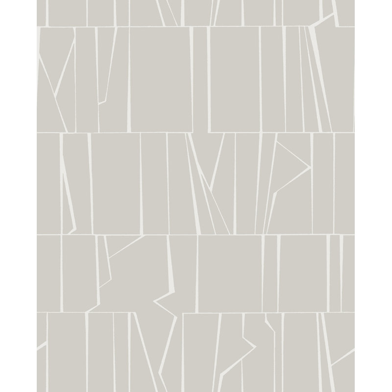 Papier peint à rayures géométriques Huntington Indigo, Gris