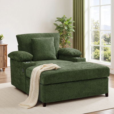 Chaise Lounge Chair Oversized Upholstered Sofa Bed, Sleeper Couch Reading Chairs For Living Room, Bedroom, Apartment