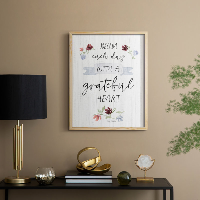 «Grateful Heart», reproduction encadrée - bois massif, Naturel, H 21 po x l 17 po