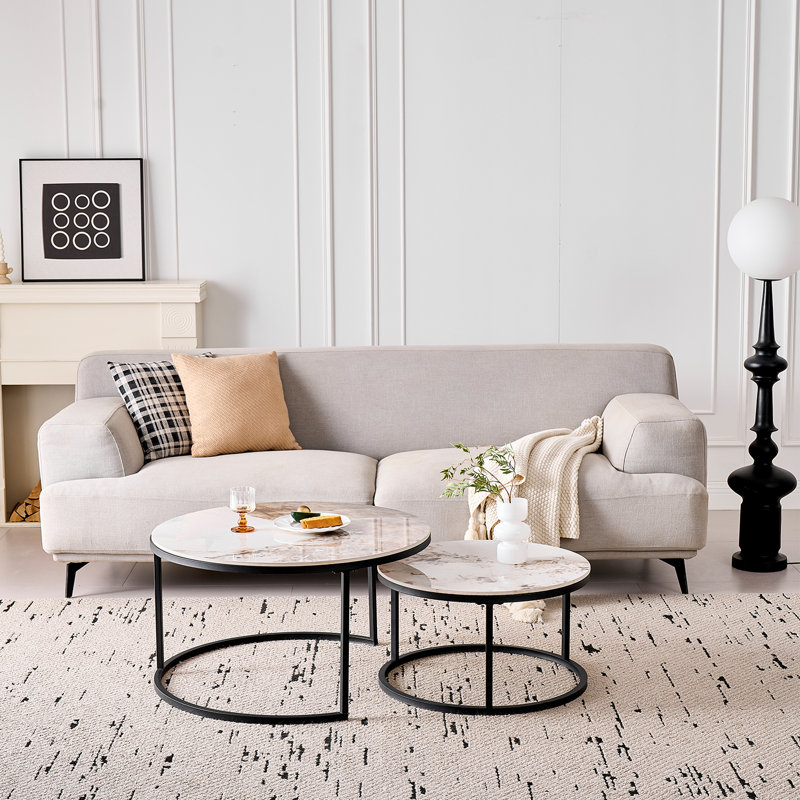 Coffee Table, Black, White/Brown, 45cm H x 80cm L x 80cm W