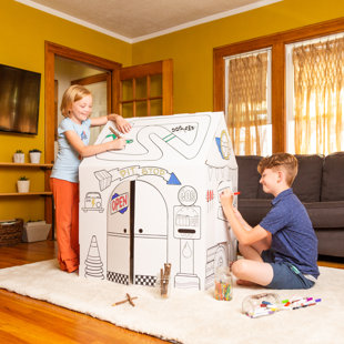 Easy Playhouse 32'' W x 26.5'' D Indoor Cardboard DIY Playhouse Kit