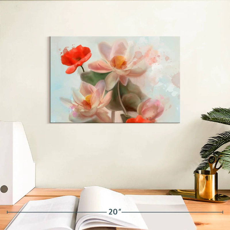 Harnek lys et coquelicots abstraits, H 8 po x l 12 po