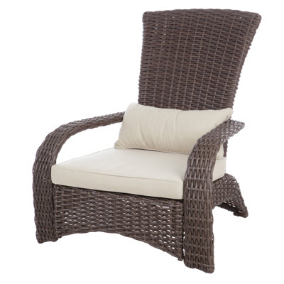Méridienne en osier de style patio Coconino de style Adirondack comprenant un coussin beige épais de 3 po et un coussin lombaire