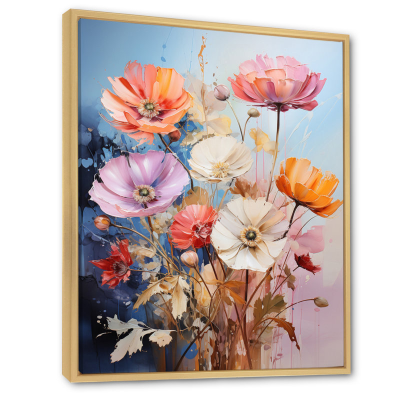 Reproduction d'art sur toile, "Bouquet de fleurs sauvages", 20" H x 12" W, Cadre naturel flottant