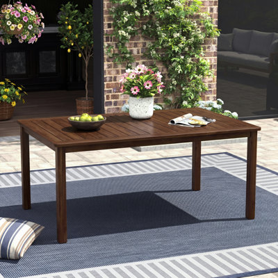 Table de salle à manger rectangulaire d'extérieur en acacia, l 68,9 po, brun foncé