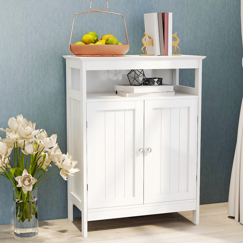Leisha Buffet Cabinet Sideboard Cabinet Bathroom Standing Storage With Double Shutter Doors, White