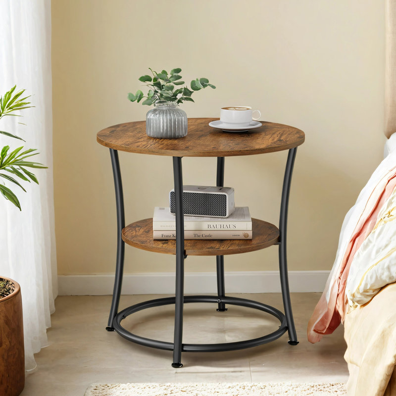 Table de bout avec rangement Rolande, Brun rustique / noir