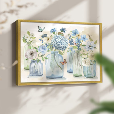 Blue Butterfly Garden -Framed Print - Restickable