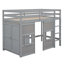 Lit mezzanine en bois avec garde-robe de rangement intégré et 2 fenêtres-707705966