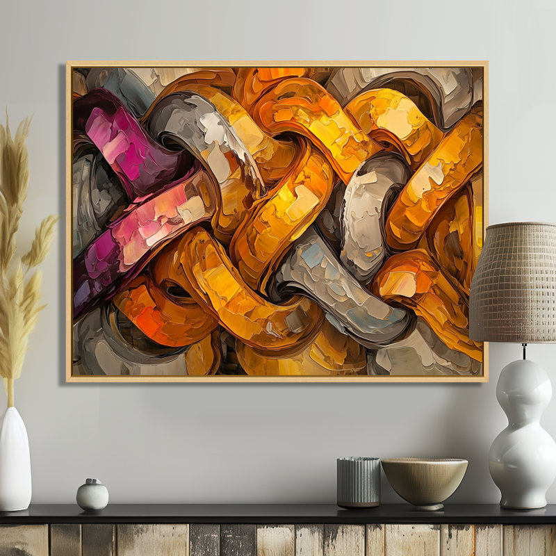 Livesay - Abstract Wall Art, 12" H x 20" W, Floater Framed, Cream