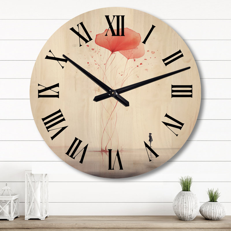 Horloge murale en bois massif Stoneville, Grand