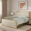 Lit moderne en métal avec tête de lit tapissier courbée et rangement sous le lit-910955370