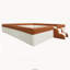 Très grand cadre de lit de jour rembourré avec barrière de sécurité et escalier, brun et blanc, structure de lit de jour à profil bas-1581723529-1581723532