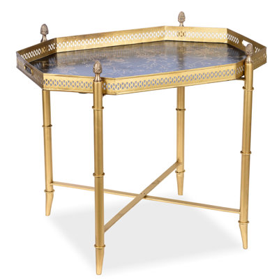 Pewter Octagon Tray with Gold Table