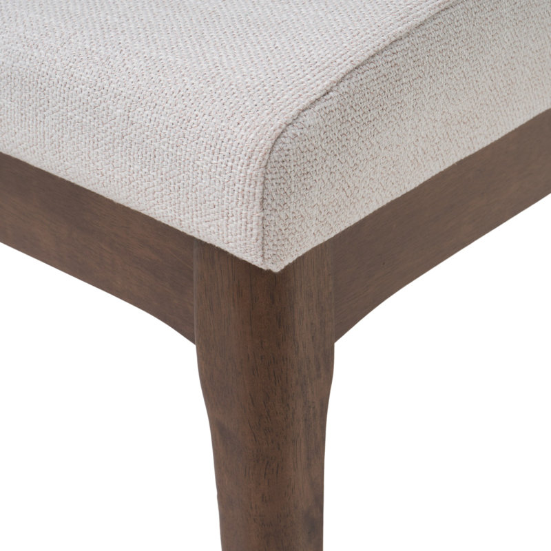 Chaise d'appoint en bois massif rembourrée Corriveau Cupp, 2, Beige clair, Noyer