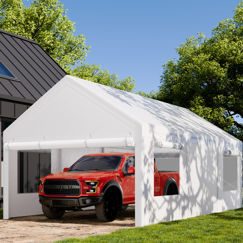 12 pi. L 20 pi. D Carport Garage robuste , Blanc