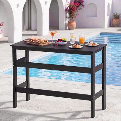 Rectangular HDPE Patio Bar Table, 55.8" Outdoor Counter Height Table for Deck, Balcony & Poolside