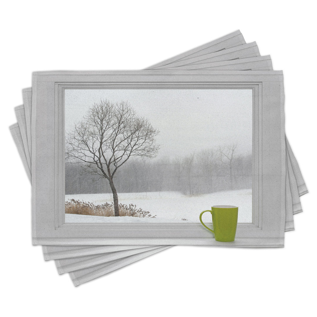 Platzmatten, Grüne Teacup und Fenster, Winter, Apfelgrün Beige Weiß