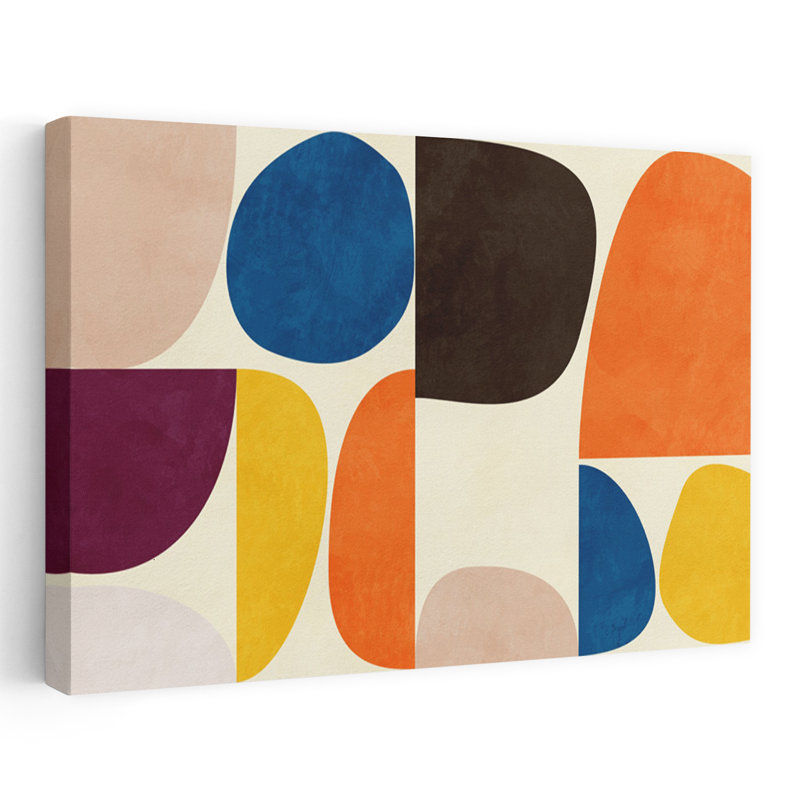 Art contemporain abstrait géométrique coloré, H 16 po x l 24 po
