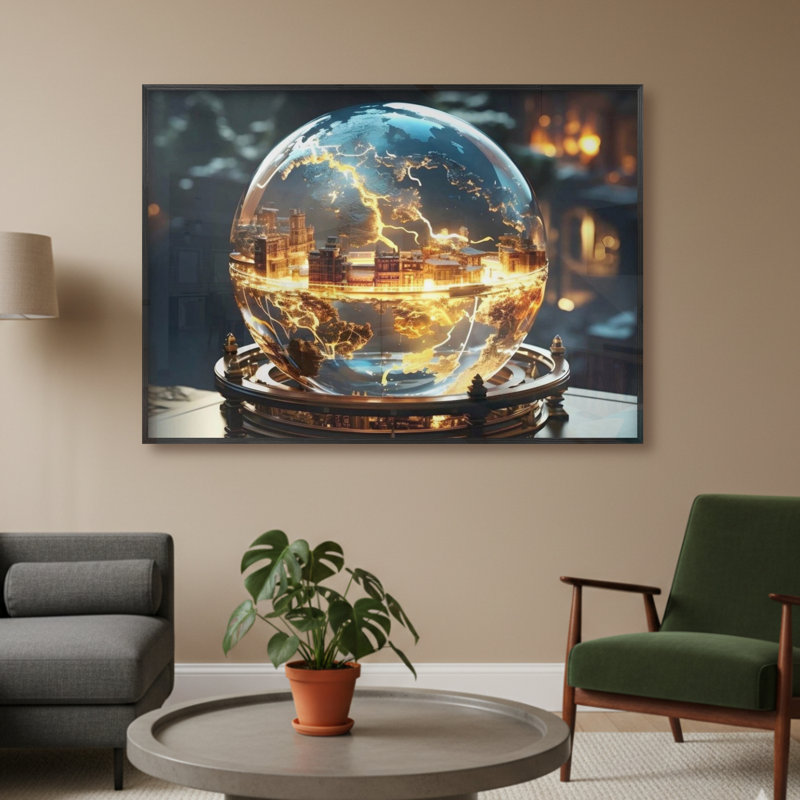 Single Picture Frame LED Illuminated Wall Art Wall Art on Glass / Aluminium, 50 cm H x 60 cm W