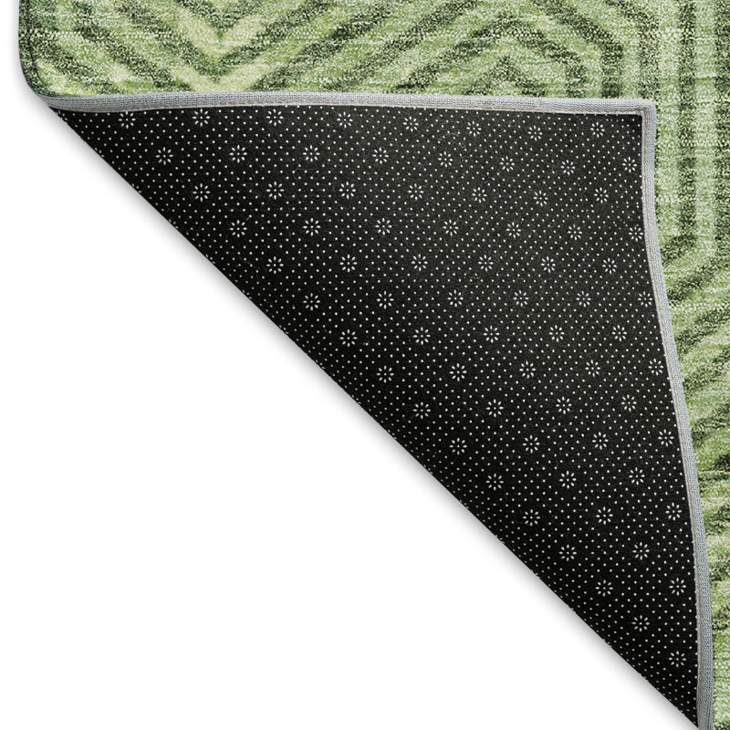 Premium Machine Washable Prisco Green Rug, Rectangle 8' x 10'