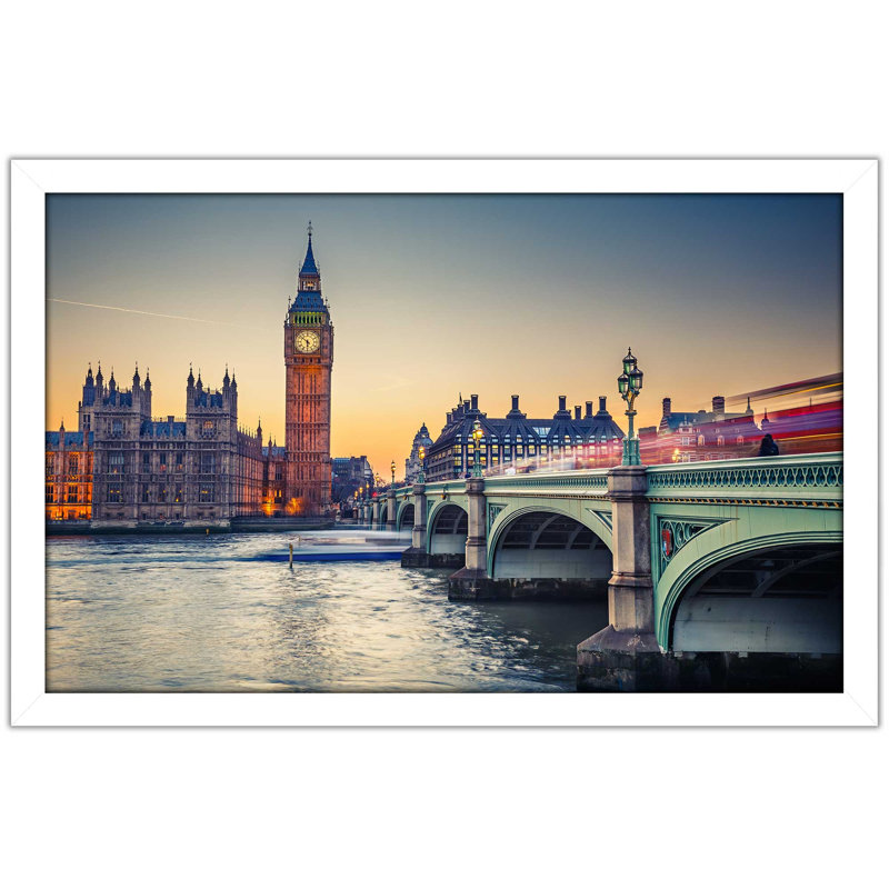 «Big Ben», reproduction de photo encadrée, H 33,5 po x l 49,5 po x P 1 po, Cadre blanc