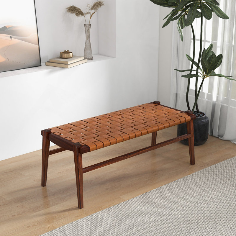 Banc en cuir brun clair Cody