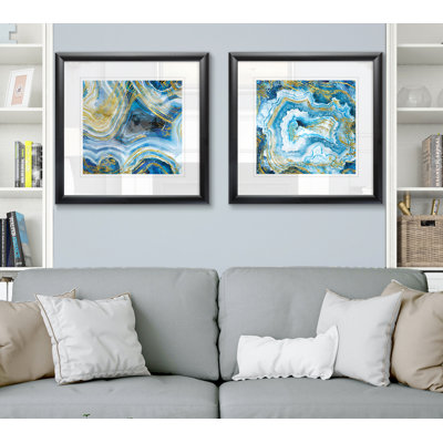 « touch of gold agate i », ensemble de 2 reproductions de peintures encadrées