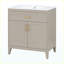 Meuble-lavabo 30 po en bois massif beige avec rangement en céramique-133235841