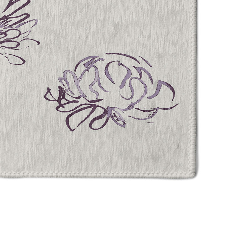 Tapis décoratif florale pourpre/gris alvordton, Rectangle 2 pi x 3 pi