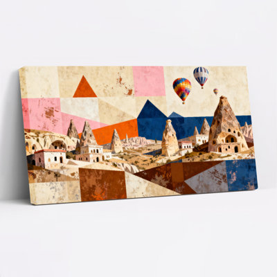 «Geometric Cappadocia Landscape», ensemble de 1 reproduction d'art sur toile tendue