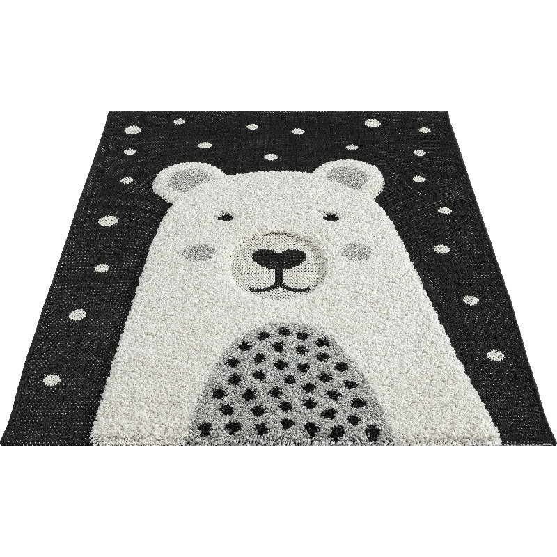 Power Loom White/Black Rug, Rectangle 120 x 170cm