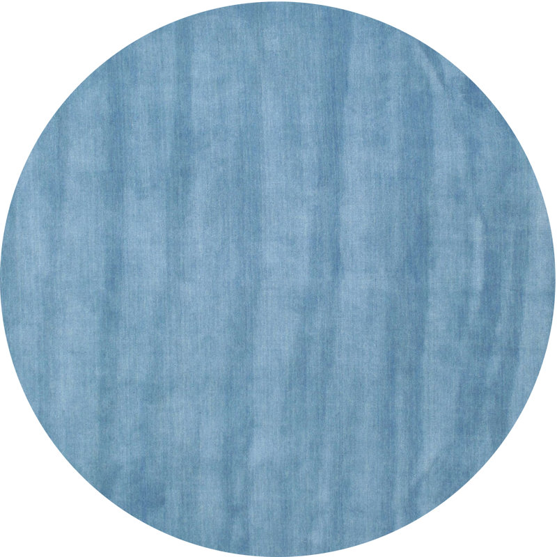 Tapis contemporain bleu, Rond 8 pi x 8 pi