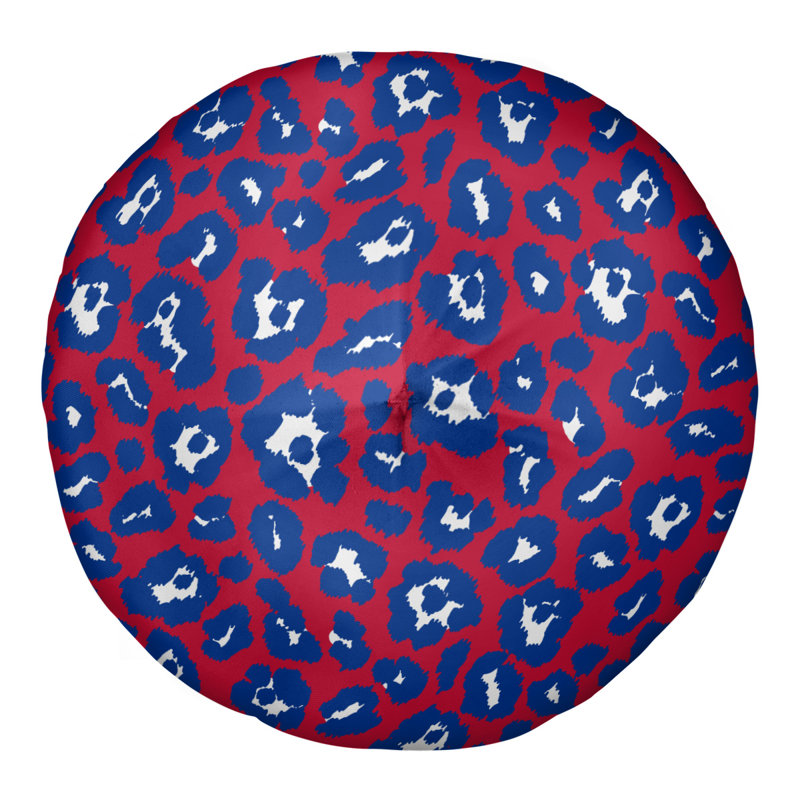 Housse et insert de coussin touffeté rond, H 30 po x l 30 po x P 4 po, Rouge / bleu / blanc
