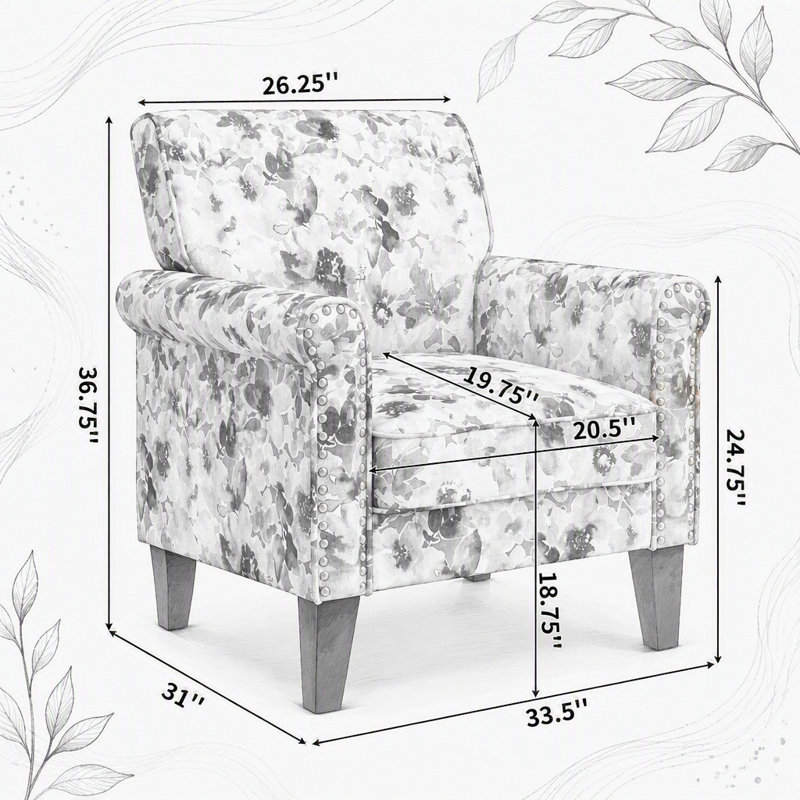 Chaise d'appoint, fauteuil avec pieds en bois massif