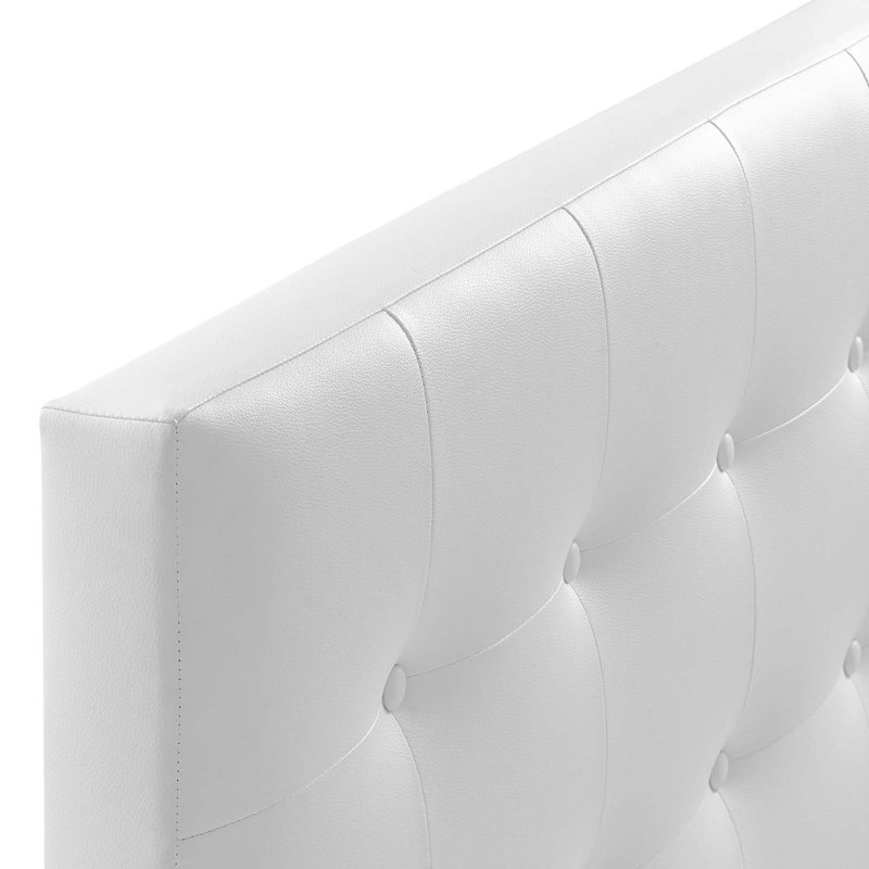 Emily White Faux Leather Tufted Full Headboard