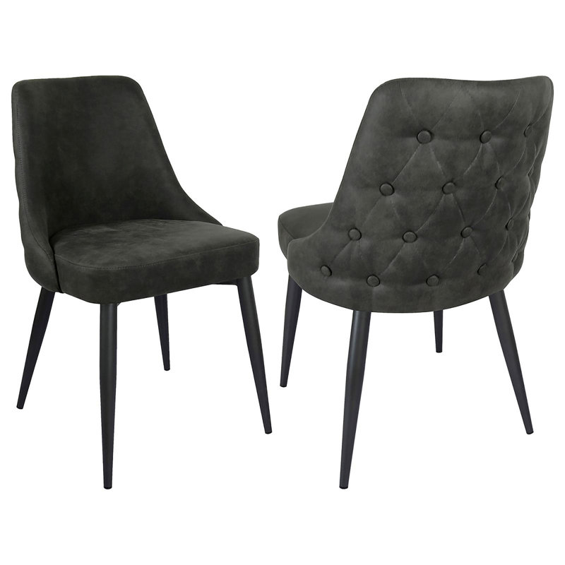 Chaise d'appoint à dossier courbé (ensemble de 2), Gris foncé