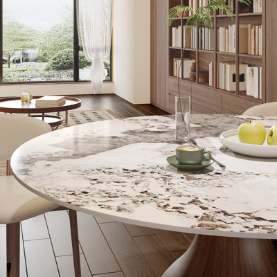 Farmhouse Dark Walnut Pedestal Dining Table For 4/6/8/10