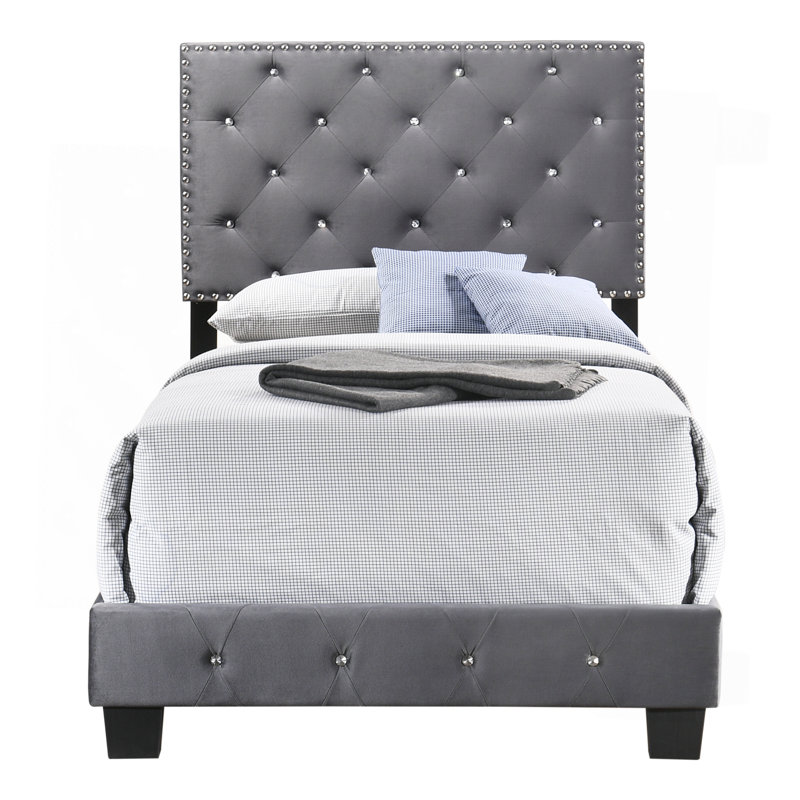 Charming Gray Twin Bed With Storage