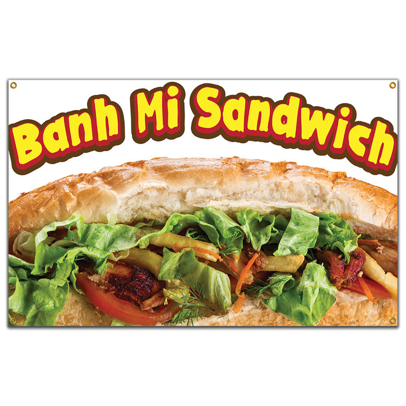 Camion de cuisine Banh Mi Sandwich, H 18 po x l 48 po x P 0,1 po